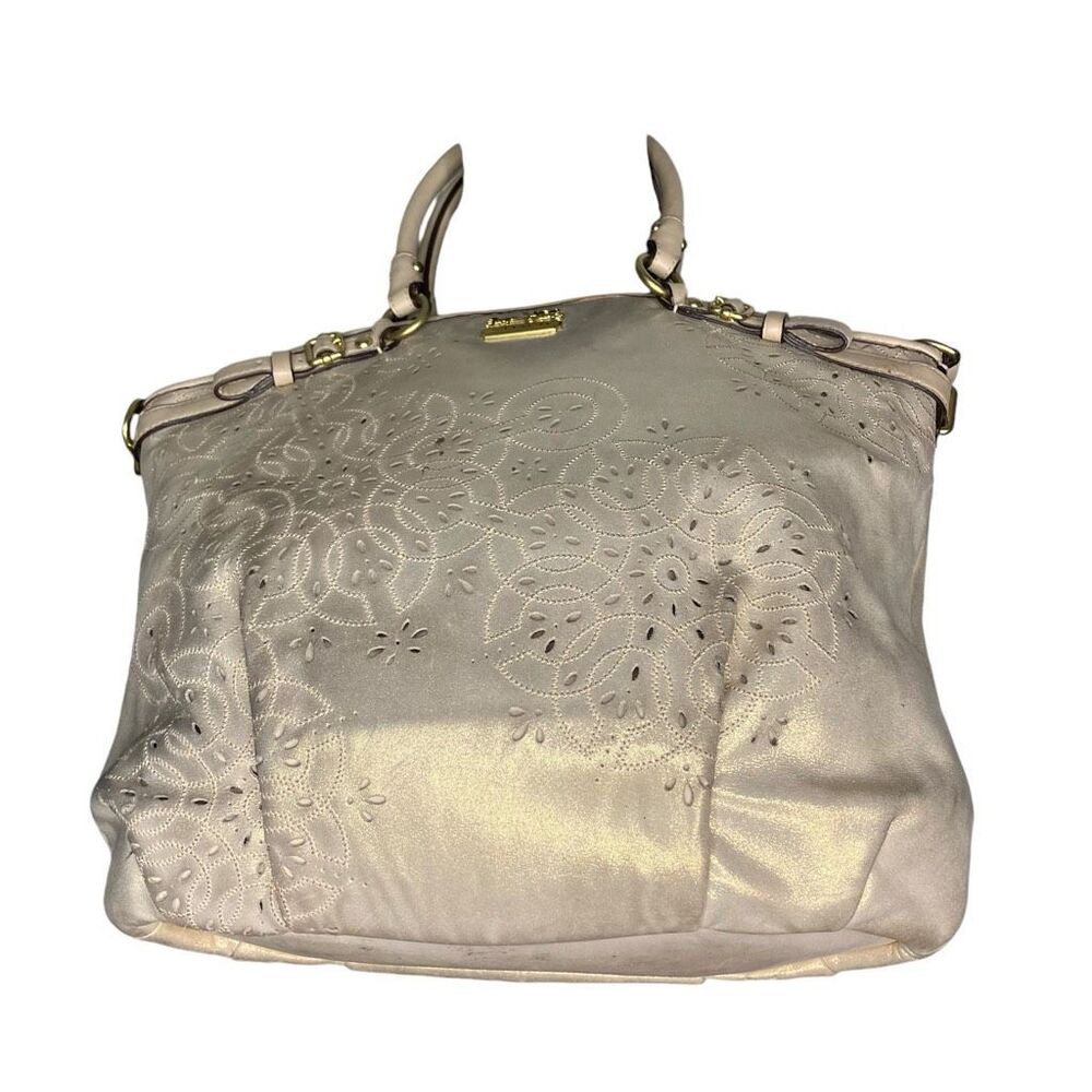 COACH 19624 Madison Tossed Laser Lindsay Leather Satchel Gold - Picture 2 of 15